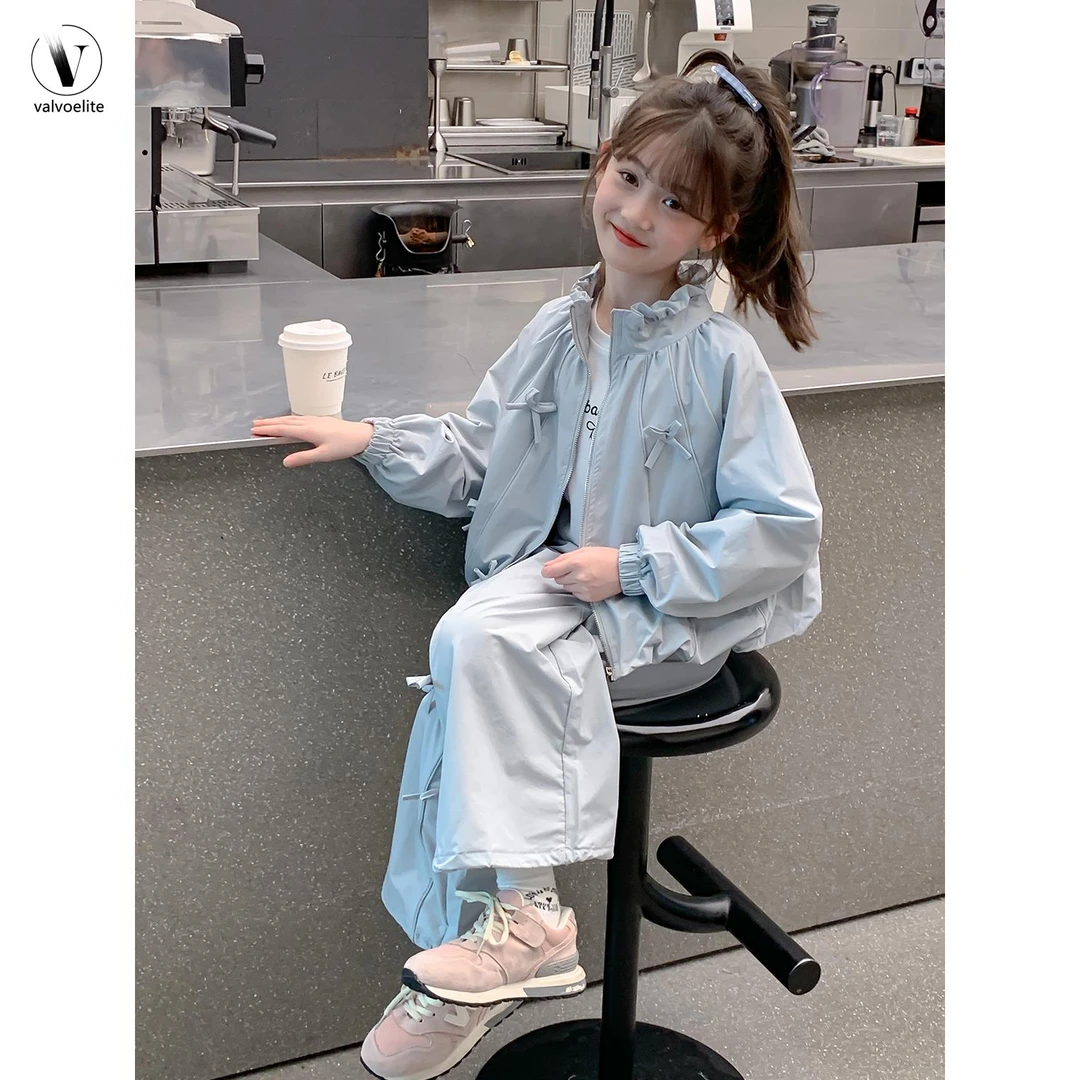 VALVOELITE女童秋装套装2025新款洋气冲锋衣外套运动休闲两件套潮