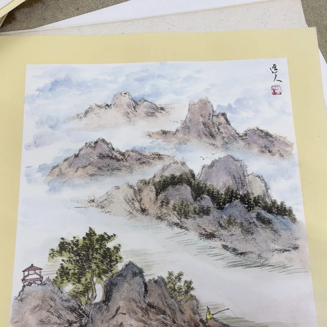 国画斗方山水山水