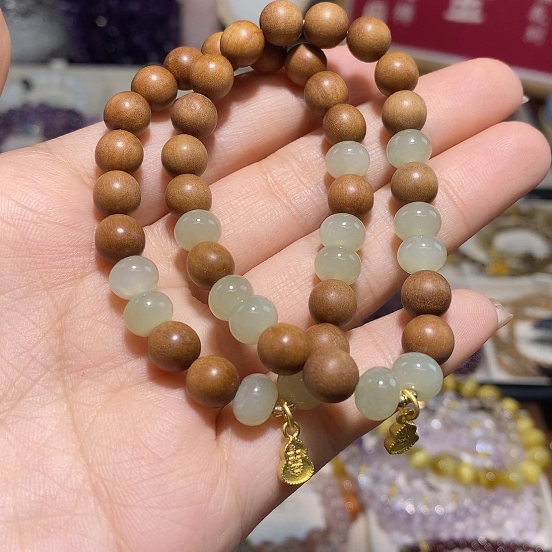 水晶手链未镶嵌老山檀