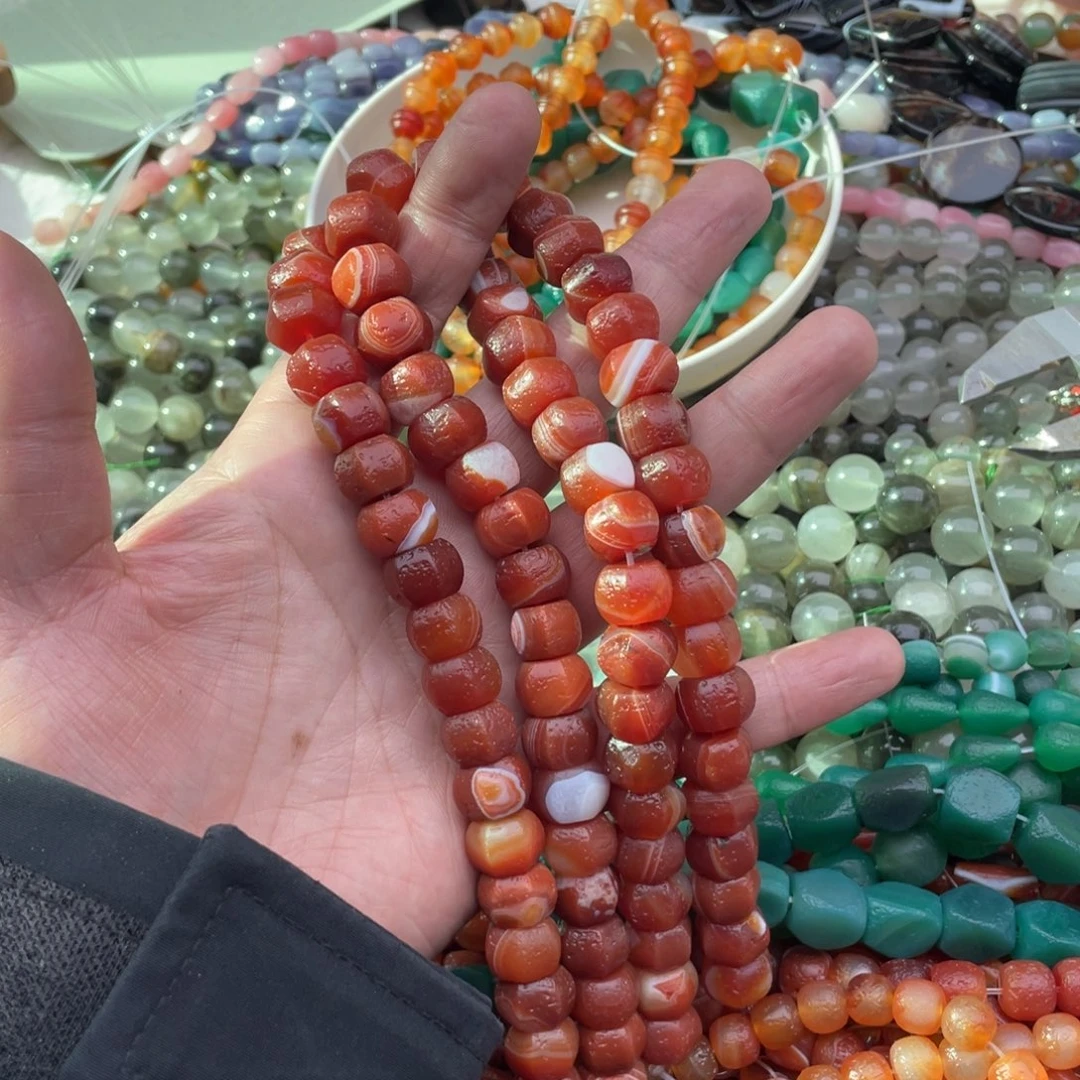 玛瑙/玉髓珠宝半成品未镶嵌一条装13mm橘皮玛瑙瓜珠