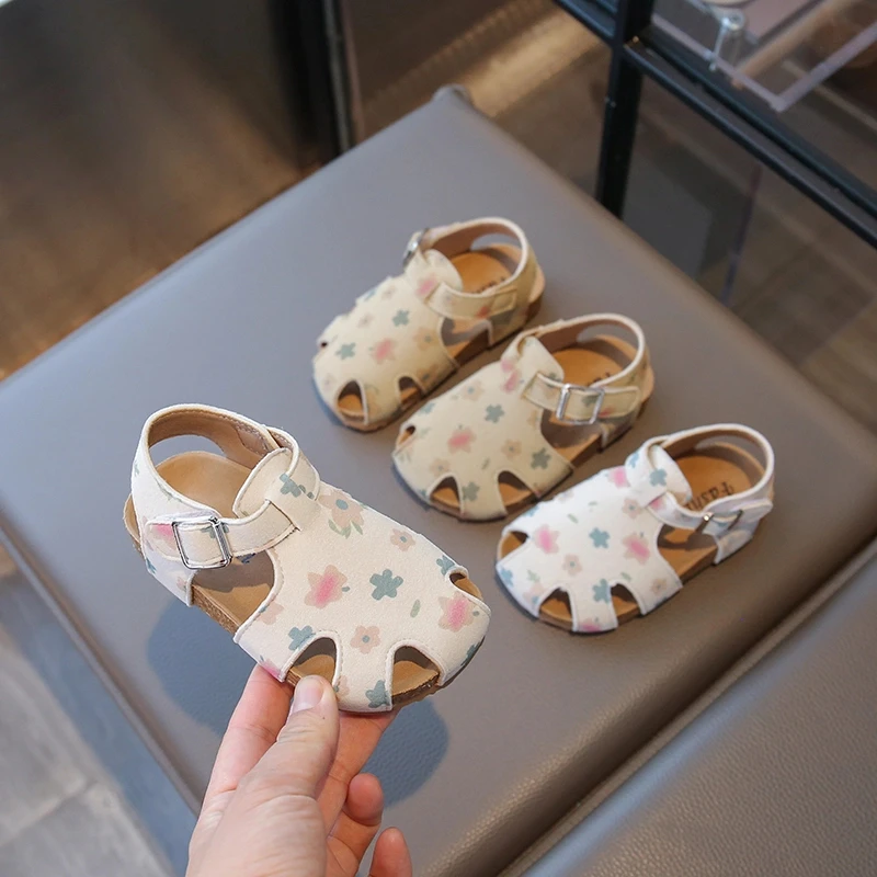 ABC韩版儿童勃肯鞋2025年夏季新款休闲百搭女童洞洞鞋包头凉鞋