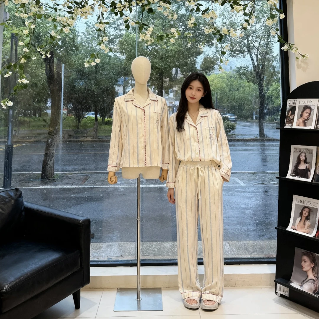 司睿小王子梦想家联名夏季薄款两件套长袖长裤条纹家居服睡衣