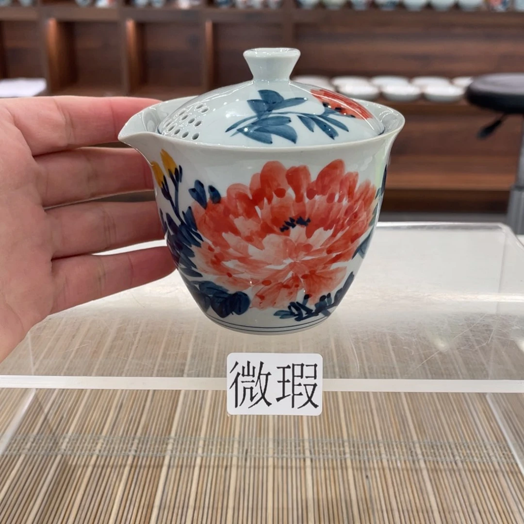 釉下手绘茶具微瑕