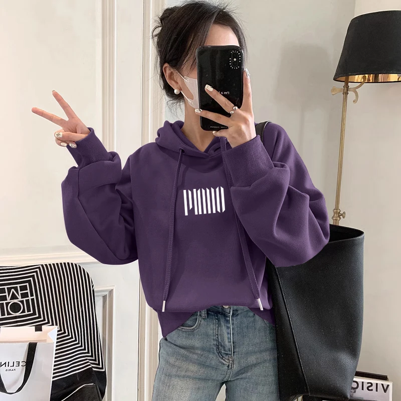 美式复古连帽加绒加厚卫衣女2025年新款秋冬季长袖短款上衣外套潮