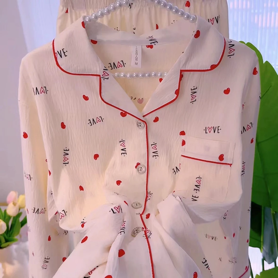 早春秋绵柔时尚开衫长袖长裤休闲睡衣家居服宽松秋冬