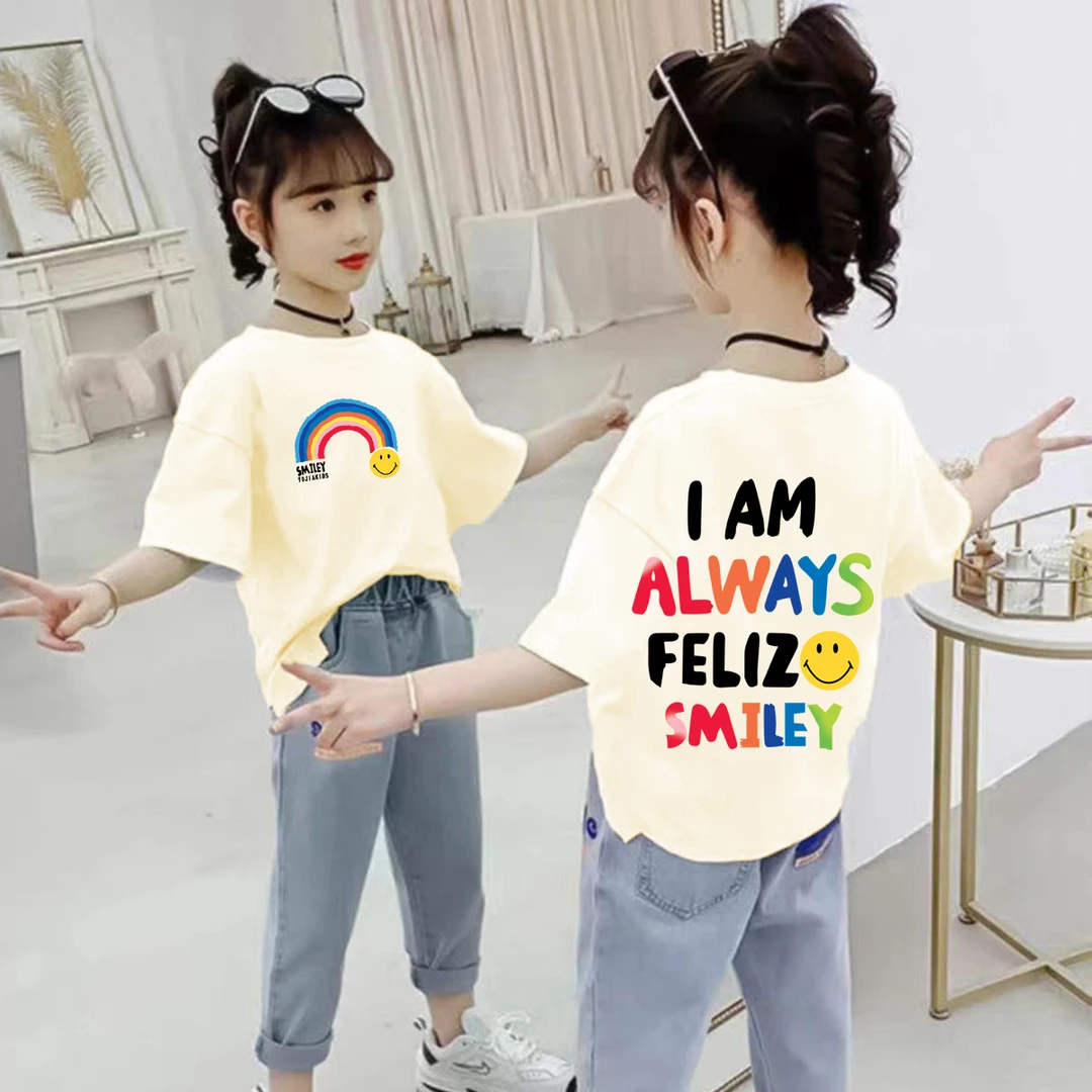 女童纯棉短袖T恤夏季新款洋气儿童女孩印花卡通可爱半袖上衣童装