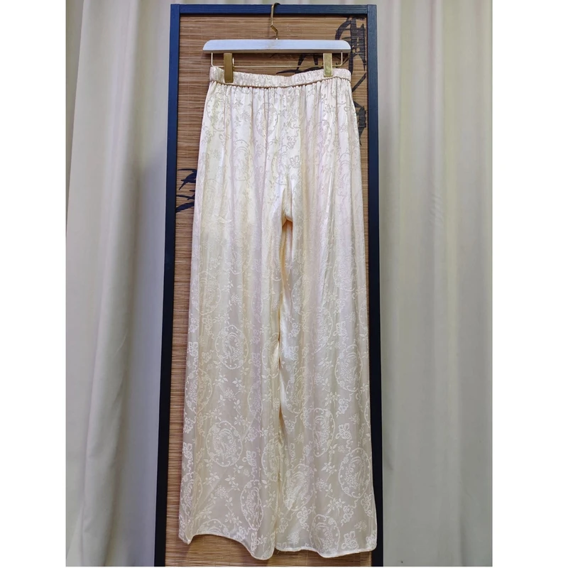 新中式高级感缎面直筒阔腿裤