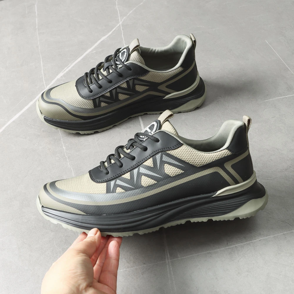 超轻舒适+防滑大底 品牌撤柜男户外跑步运动鞋飞织网面系带休闲鞋