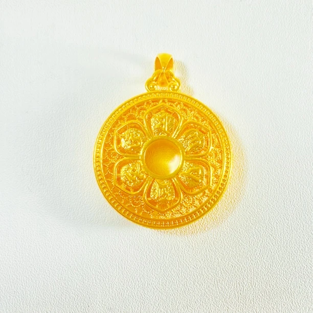 轻奢珠宝足金999 黄金六字箴言平安扣吊坠 水贝黄金 双面（赠绳）