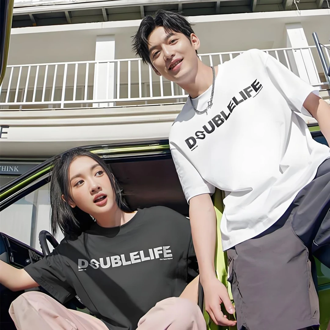 361°运动t恤情侣款2025年夏季透气宽松印花圆领短袖上衣632519105