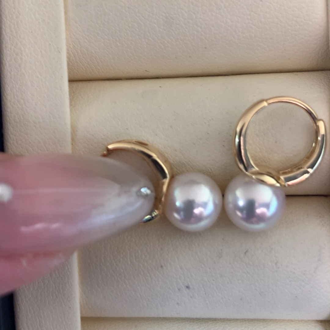 银S925镶嵌耳饰海水珍珠