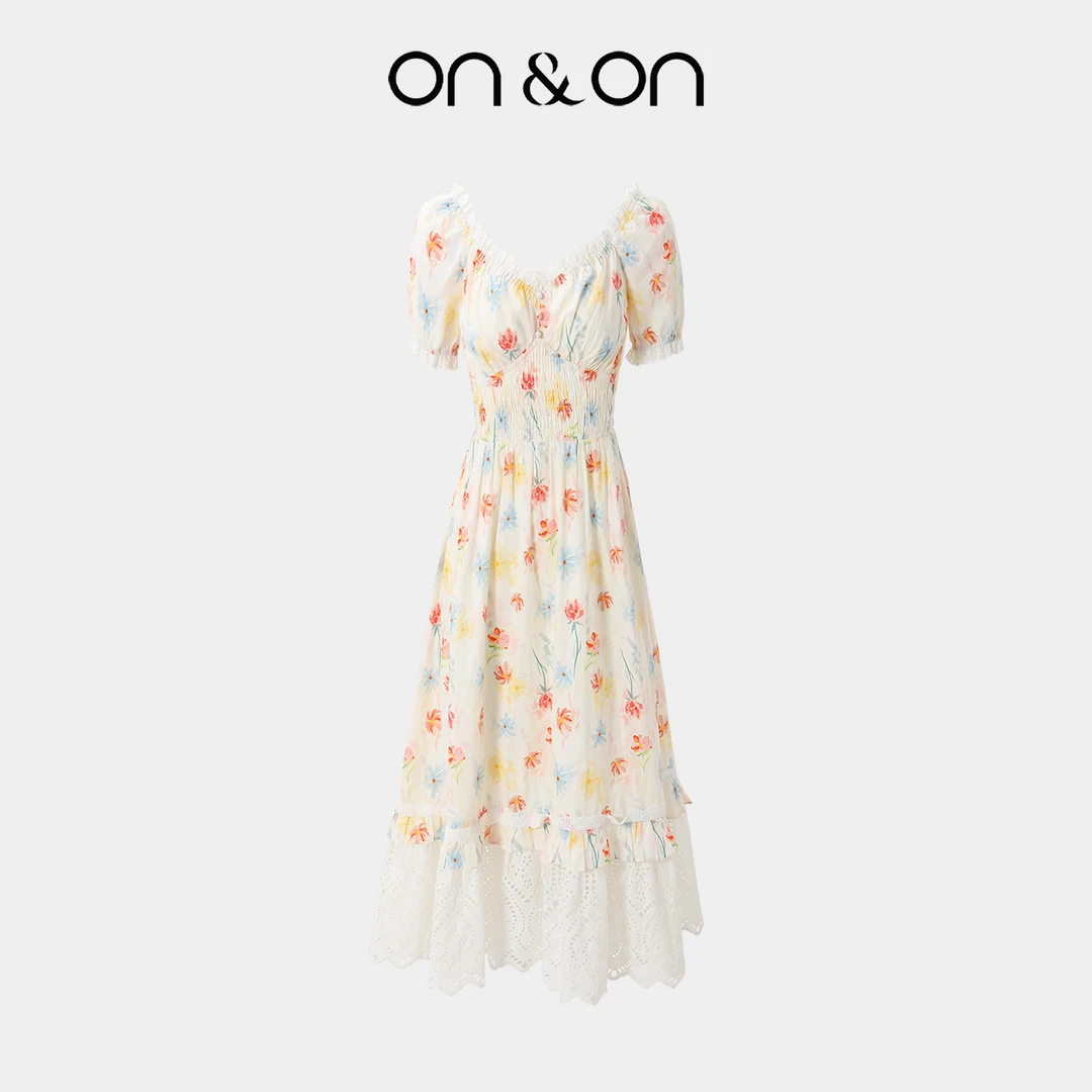ON&ON/安乃安纯棉新款法式收腰显瘦甜美碎花连衣裙-N5SA1639091