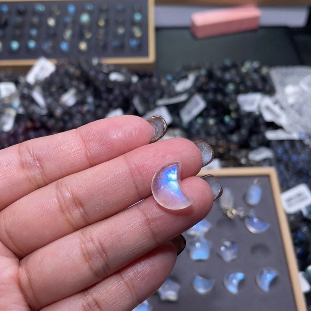 月光石颈饰未镶嵌简**丶蓝月光月亮➕吊坠扣