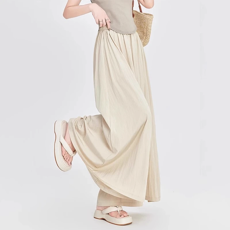 大码山本直筒裤裙女夏季薄款梨形身材高腰宽松显瘦垂感阔腿休闲裤