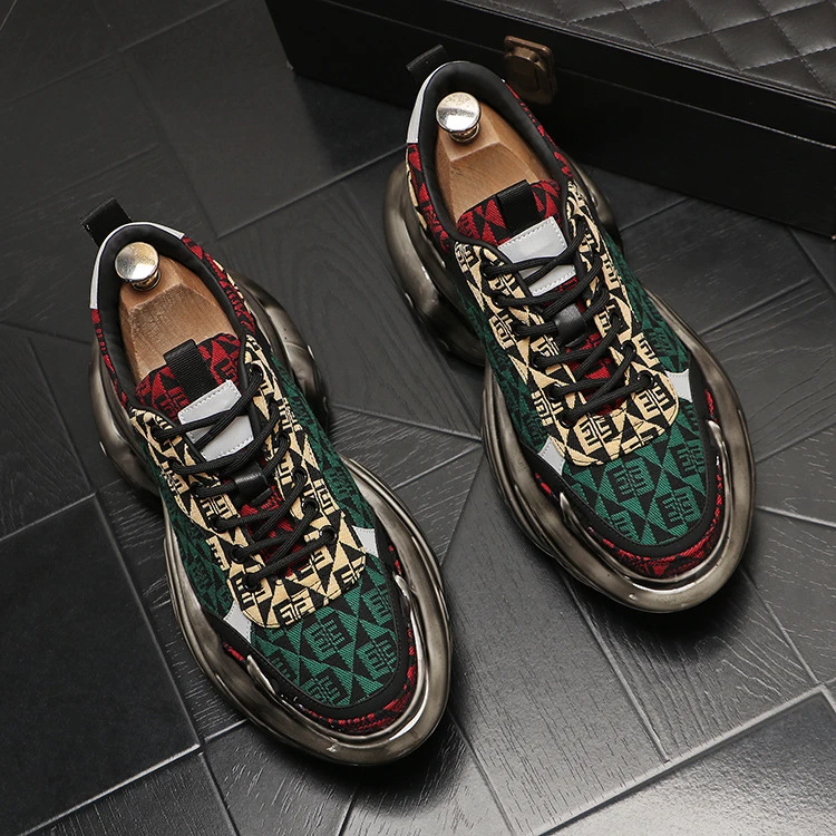 玛古芭男鞋厚底增高老爹鞋男款潮流个性拼色休闲鞋百搭透气运动鞋