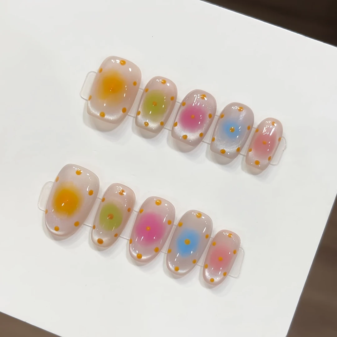 【糖豆】春夏季蝴蝶猫眼温柔款原创设计纯手工穿戴甲纯欲