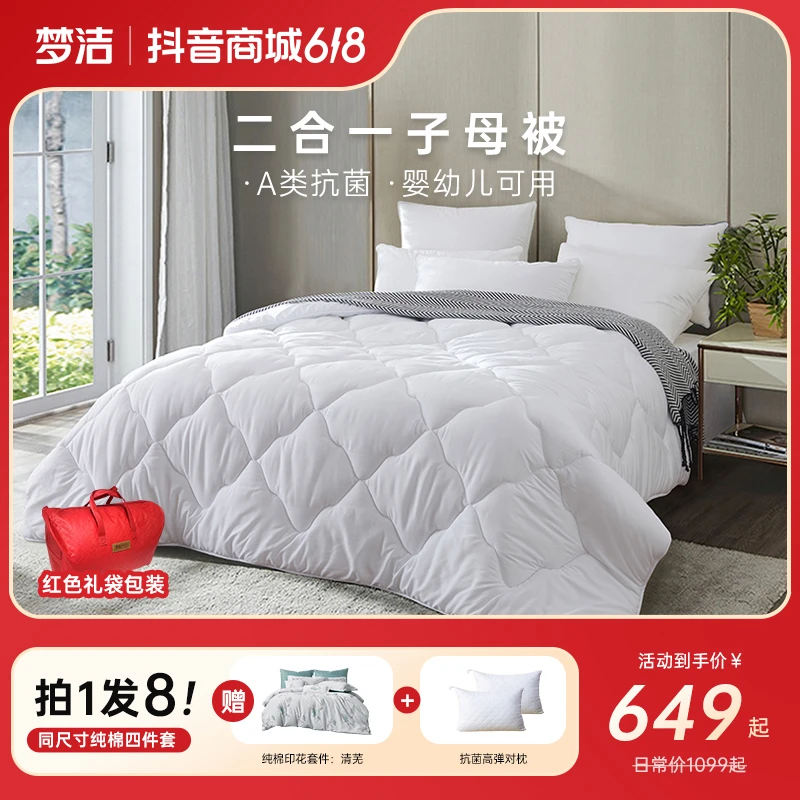 【618大促限时拍1发8】买即送新品套件清芜+对枕！A类抗菌大豆子母被