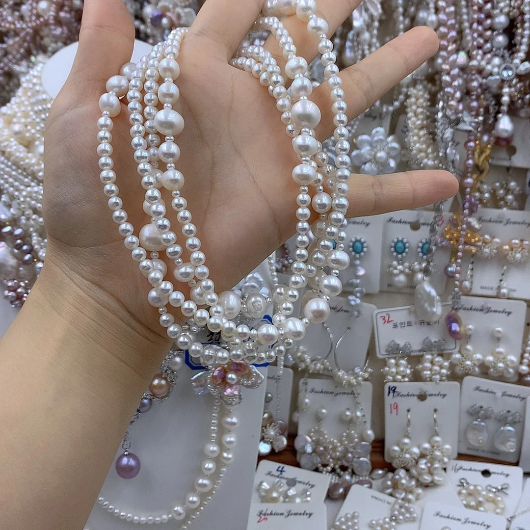 不***甜淡水珍珠项链耳饰银S925镶嵌