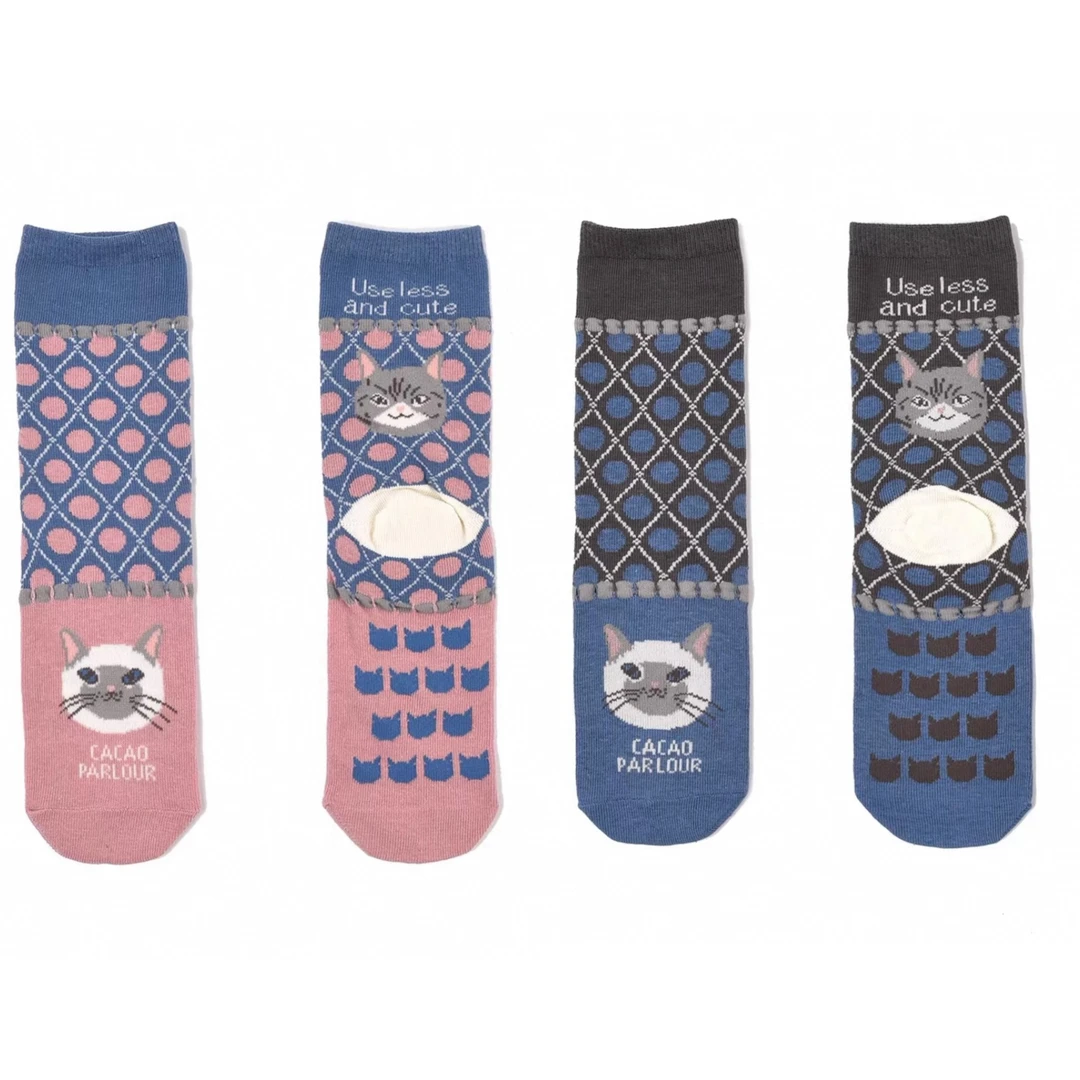 新款【2双】袜子萌猫系列卡通条纹袜保暖中筒袜外穿袜均码35-40