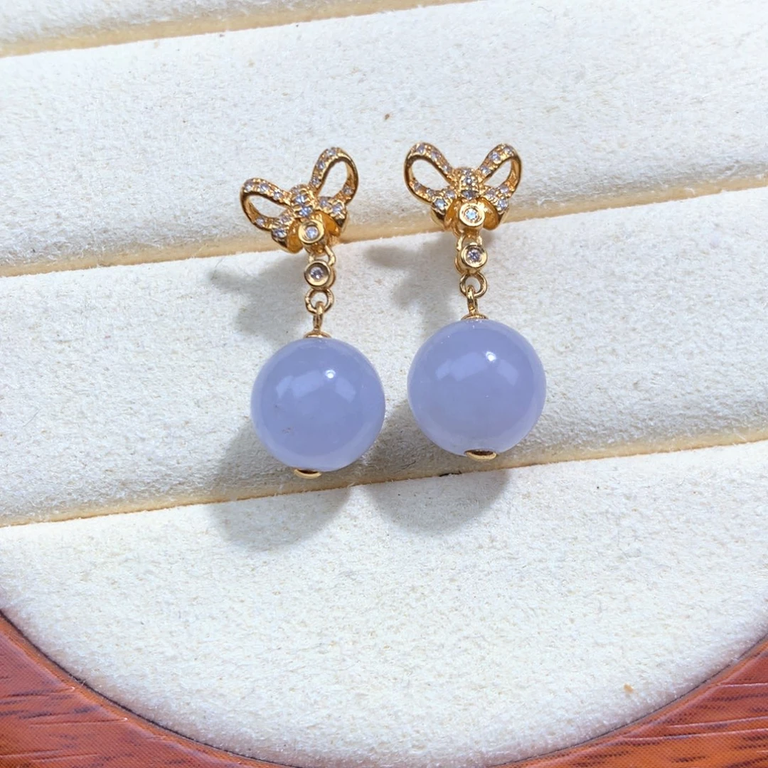 翡翠未镶嵌颈饰圆珠耳饰