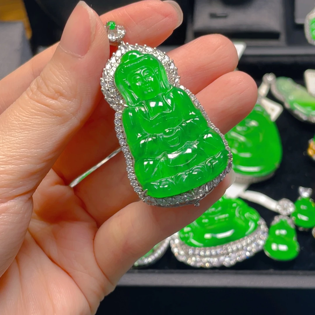 翡翠银S925镶嵌吊坠(不含链)