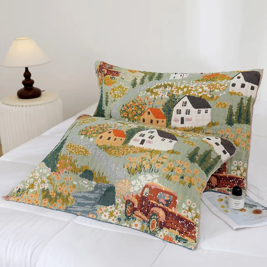 棉纱枕巾纱布大枕巾吸汗透气学生宿舍枕头巾成人大号枕头一对盖