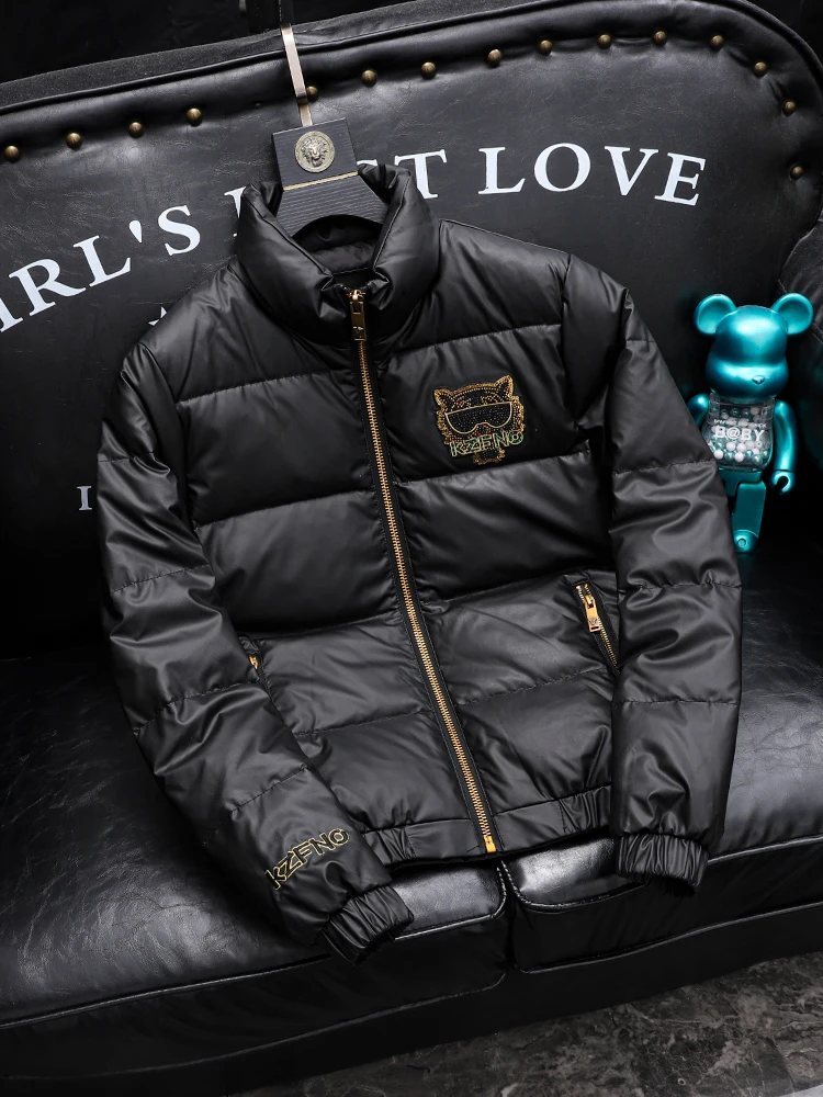 欧货重工艺烫钻羽绒男款冬季加厚2025新款高端潮牌立领潮流外套