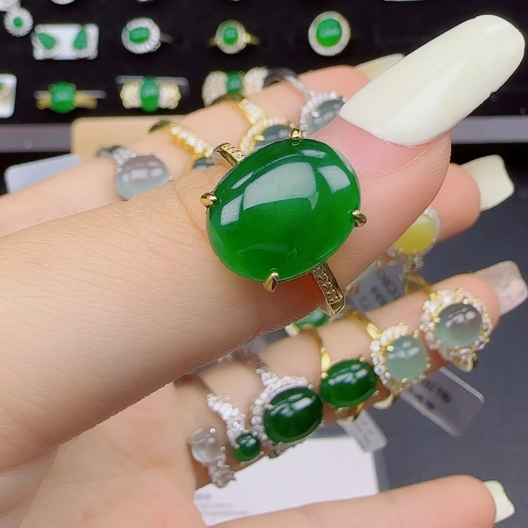 翡翠戒指银S925镶嵌111111