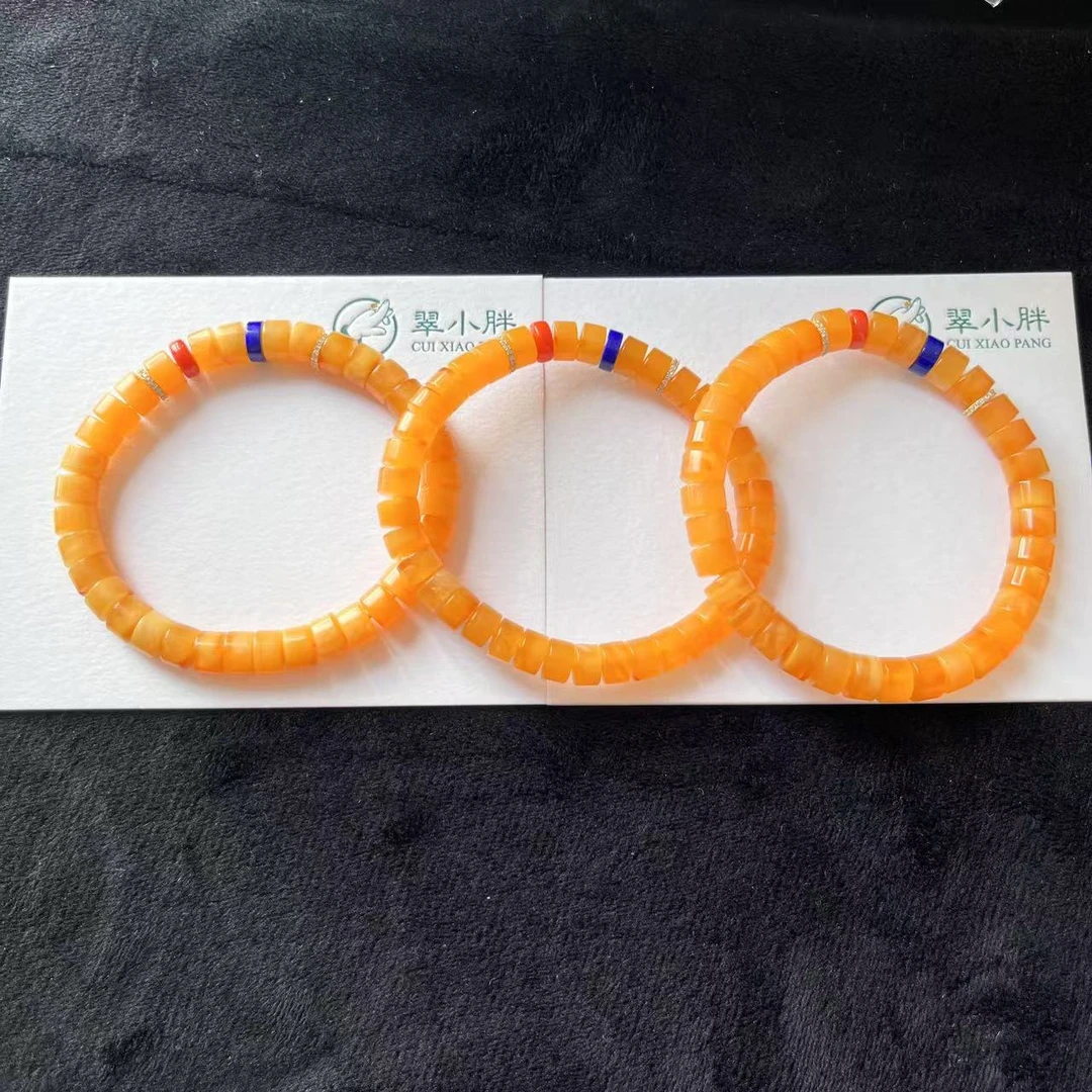 翠小胖三号店 直切蜜蜡单圈手串 多样性发1