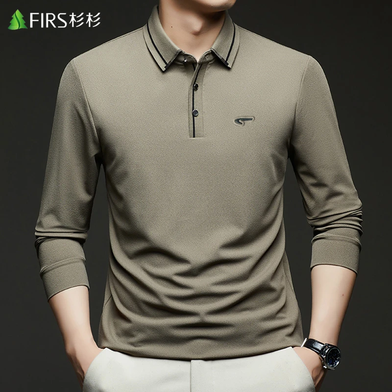 FIRS/杉杉男士装爆款2025新款春秋季翻领长袖polo衫休闲网红上衣.