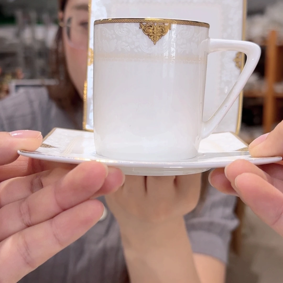 骨瓷高骨骨瓷咖啡杯碟2套（4件）110ml外贸骨瓷微瑕