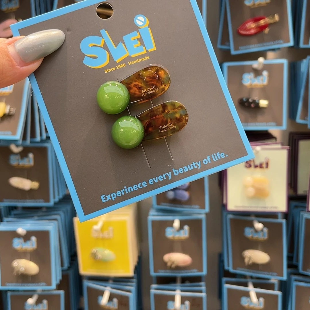 树脂非金属琥珀绿豆发夹