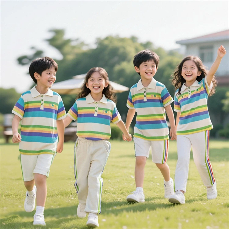 小学生新款POLO领条纹校服幼儿园园服翻领运动班服六一合唱演出服