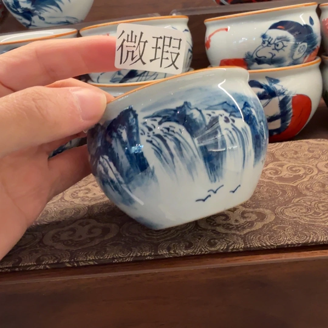 釉下手绘茶具微瑕