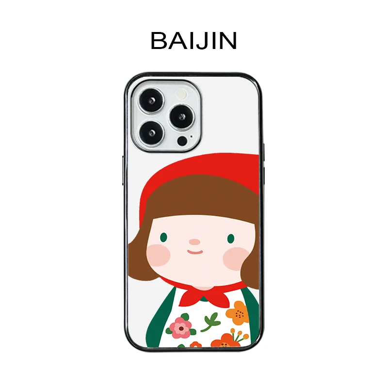 白瑾原创帽子女孩超薄亚克力适用iPhone16promax苹果15PRO手机壳