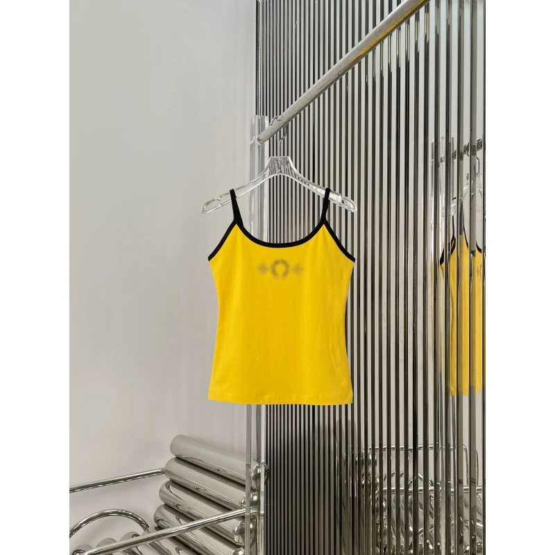 撞色吊带背心 马蹄印修身辣妹无袖打底上衣