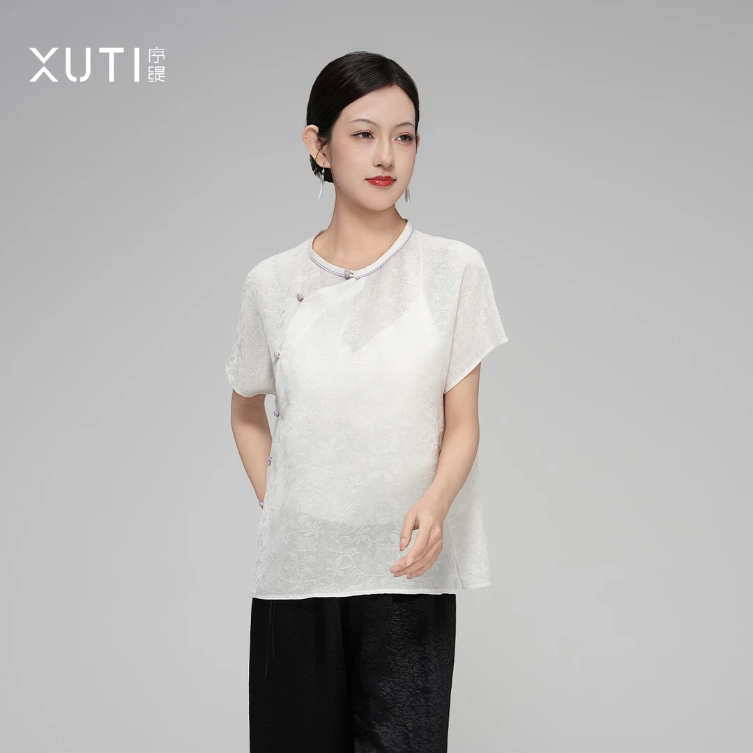 序缇夏季新款复古国风新中式女装桑蚕丝上衣H260-15318