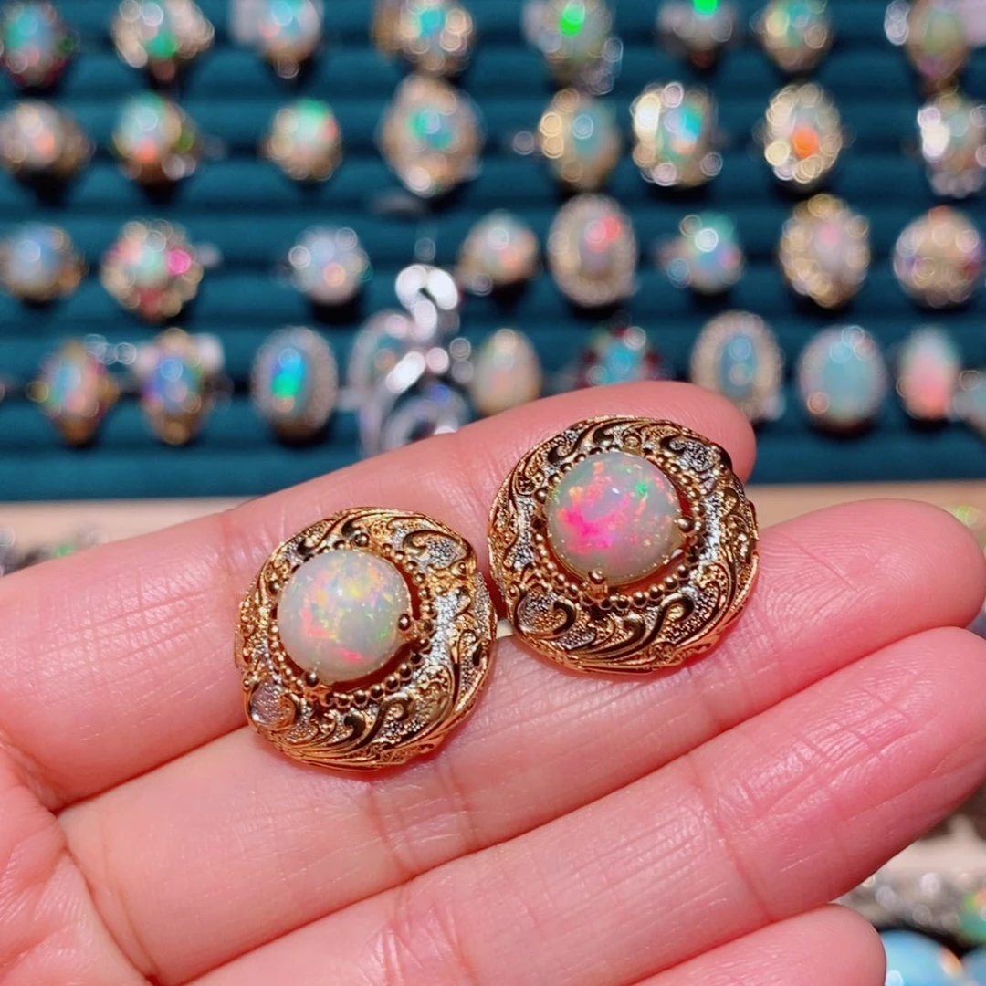 欧泊欧泊耳饰银S925镶嵌