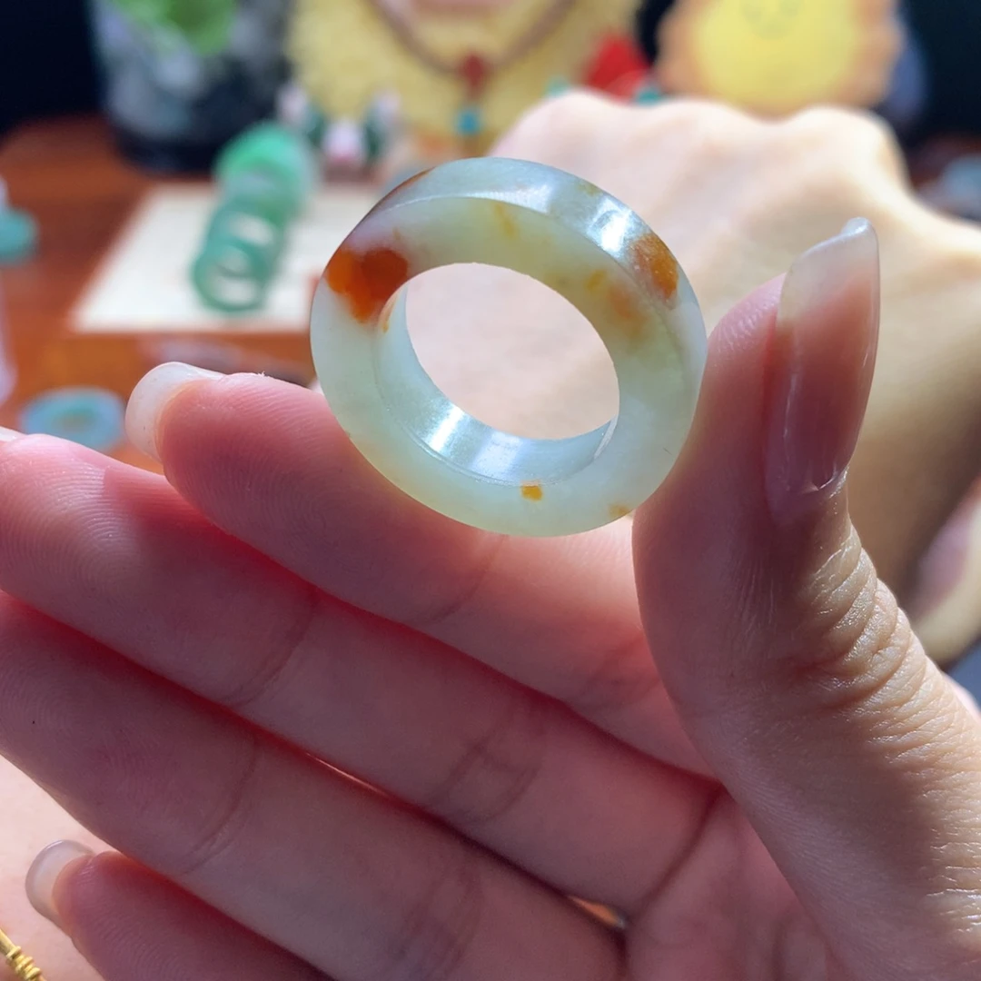 定制翡翠未镶嵌中秋快乐特色红翡16-20#