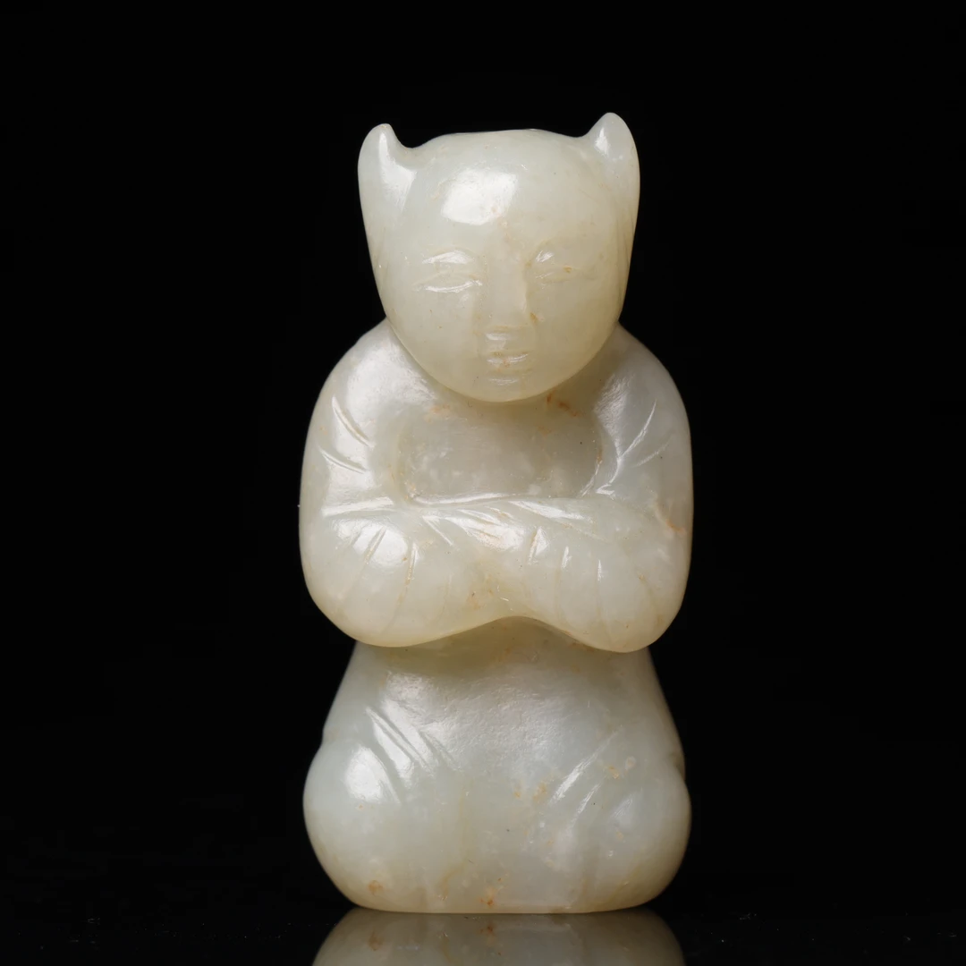 明代和田玉童子花件-NX