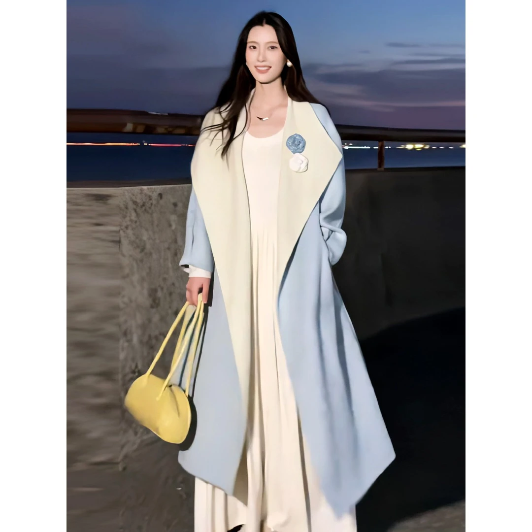 慵懒风韩版小众气质毛呢大衣女冬季2025年新款时尚高级感宽松外套