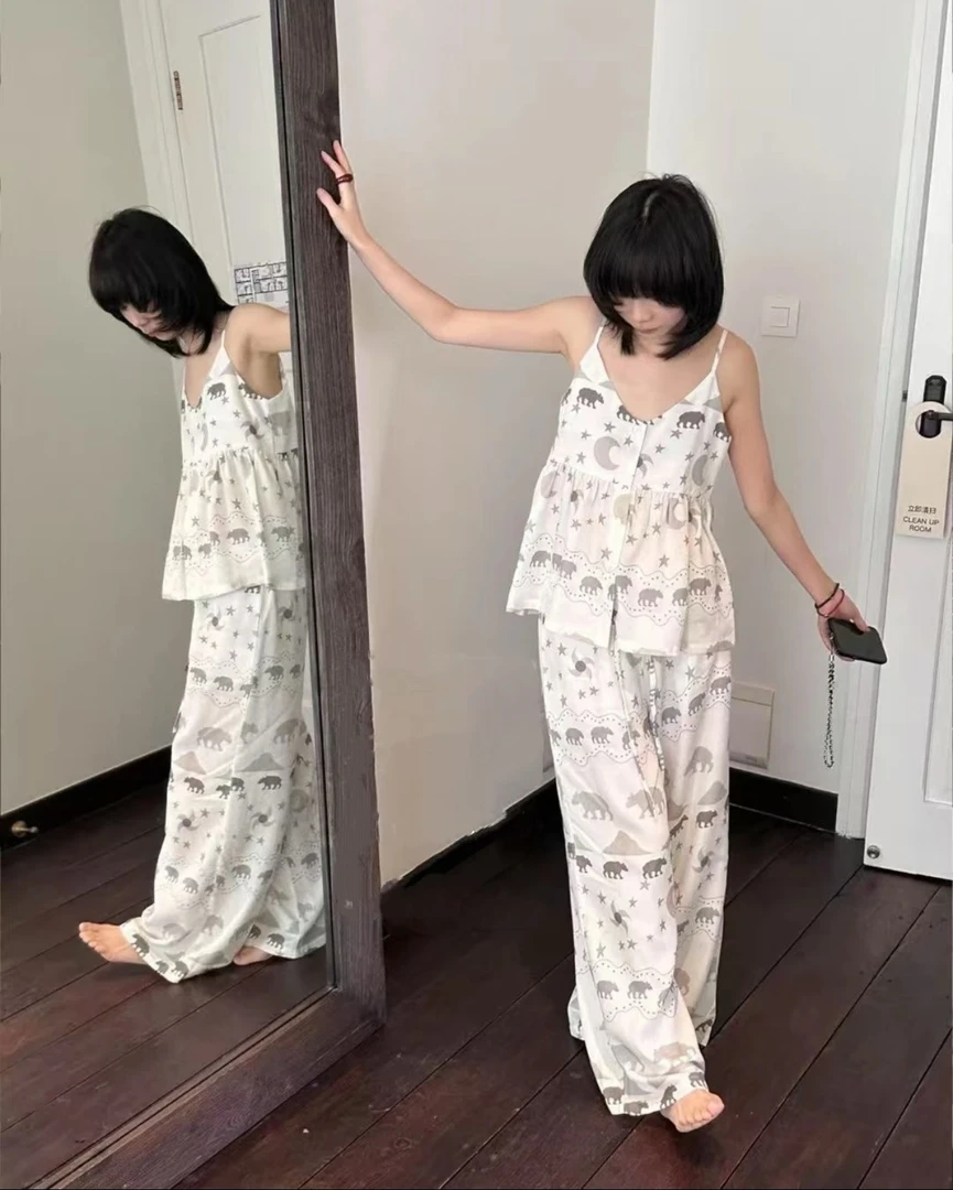 【奶油犀牛-吊带三件套】小众设计高级感天丝家居服吊带睡衣套装