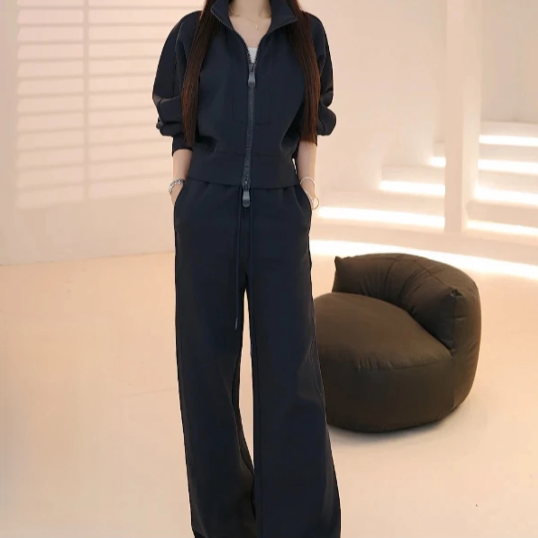 2025秋季新款设计师休闲百搭气质双拉链两件套