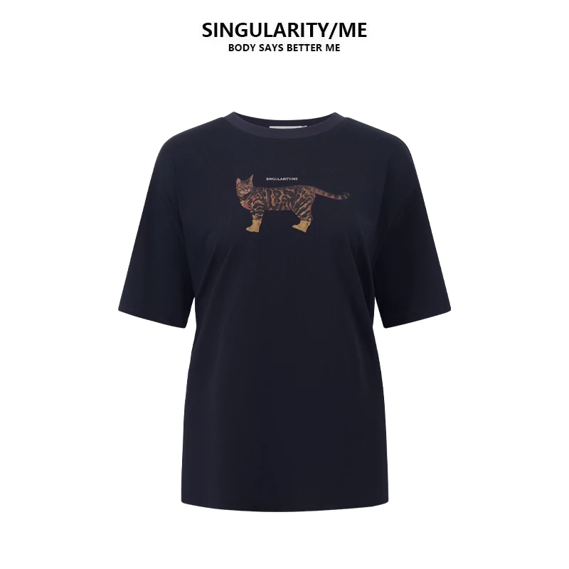 Singularity Me 6A 5080 趣味小猫咪复古小众休闲宽松正肩短袖T恤