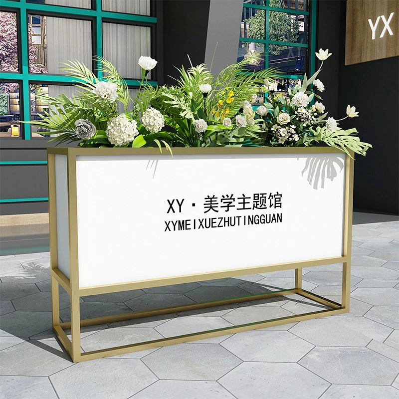 LOGO定制户外金属铁艺花箱隔断花架组合落地式可移动商业街花槽