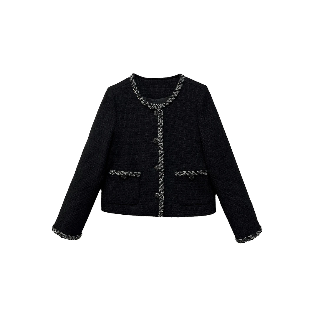 【繁星】法式气质显瘦百搭粗花呢小香风外套#511019