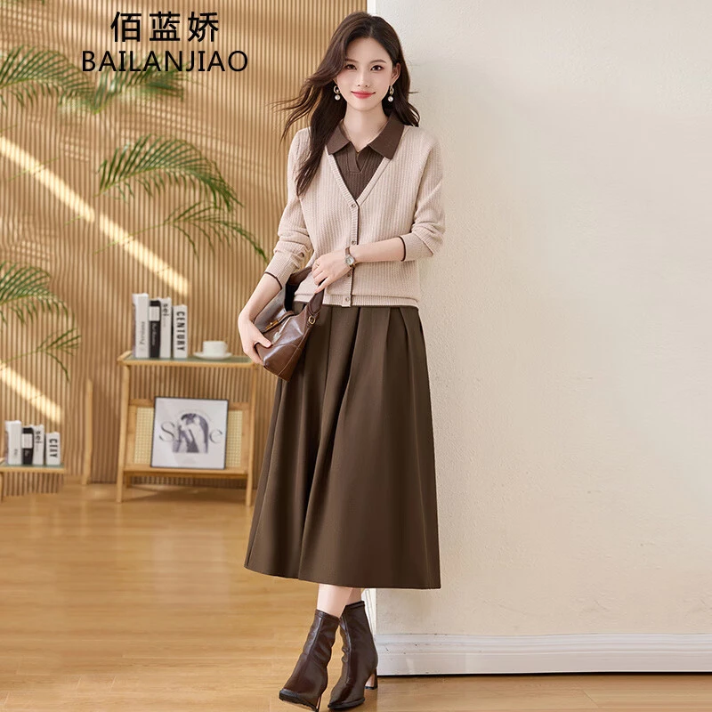 韩系针织衫套装裙女2025秋季新款时尚洋气减龄巨好看半身裙两件套