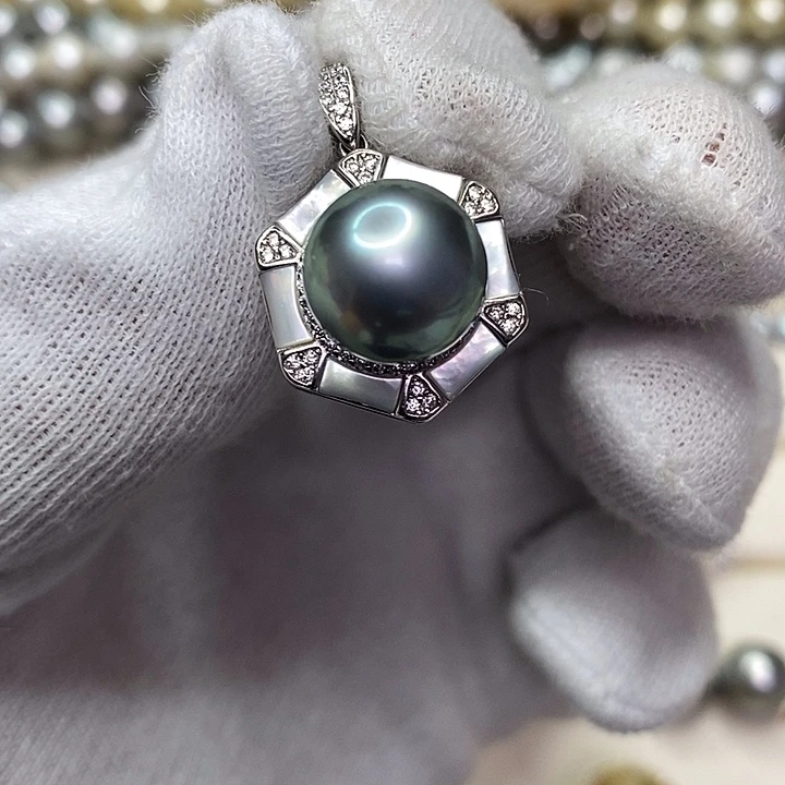 吊坠(不含链)海水珍珠银S925镶嵌