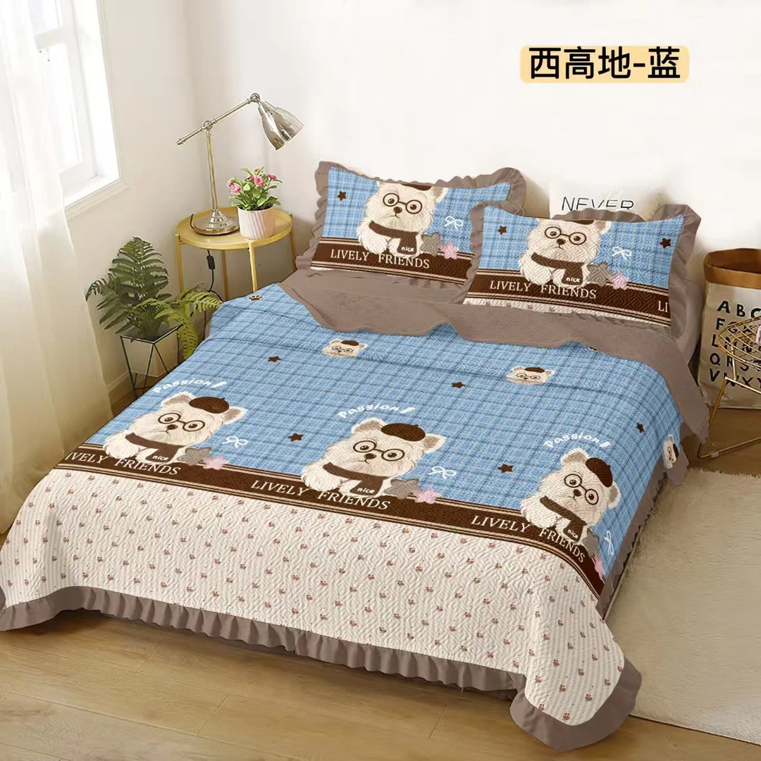 秋冬加厚加绒牛奶绒夹棉床盖防滑亲肤可铺可盖