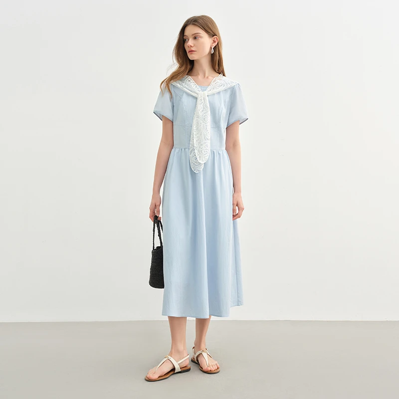 大码女装欧若风连衣裙微胖淡人穿搭收腰显瘦长裙25DS82747